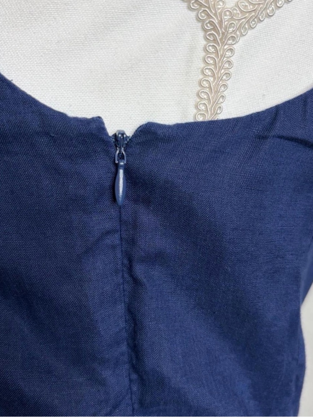 Vintage Ralph Lauren Navy Scoop Neck Tiered Ruffle Midi Dress - Picture 7 of 8